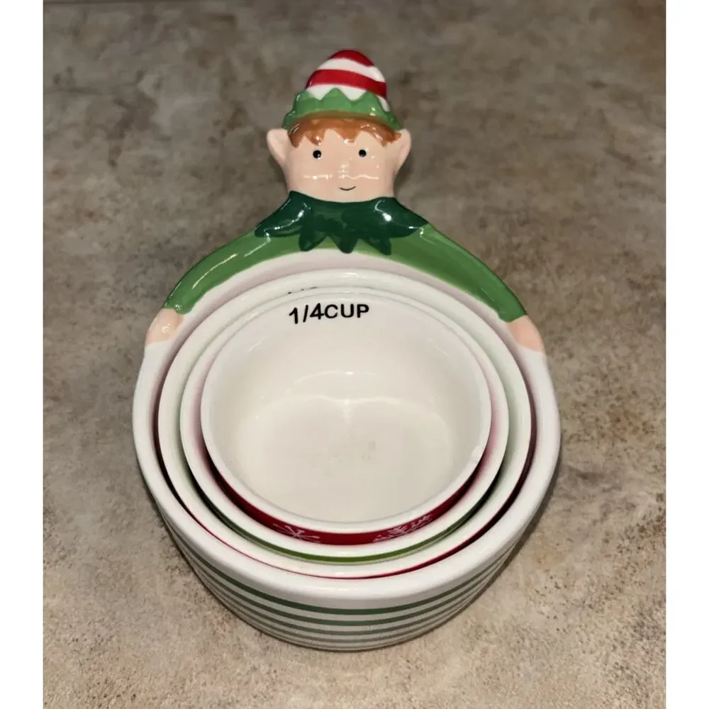 Christmas‎ Elf Nesting Measuring Cups Earthenware Ceramic